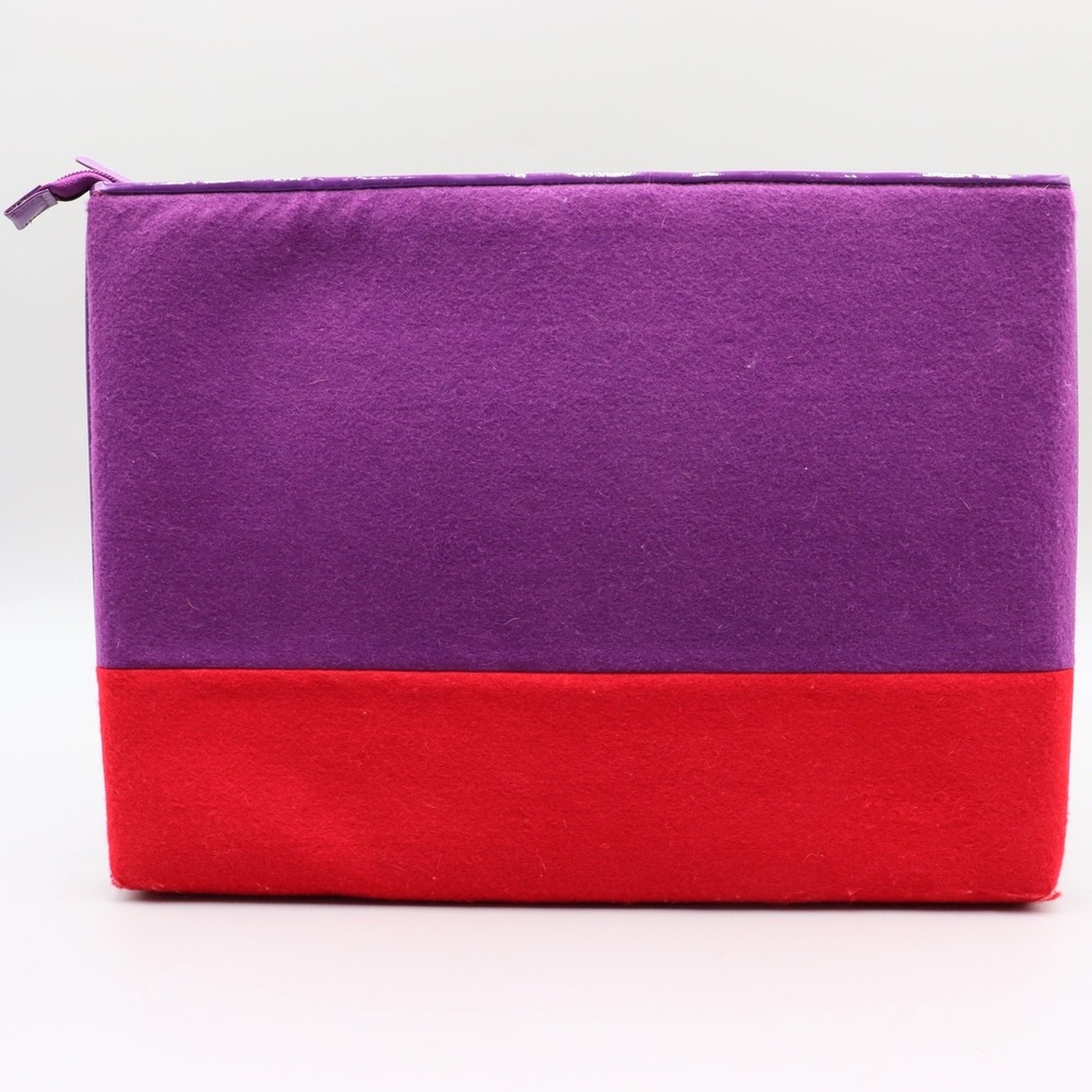 Kate Spade New York Purple Red Felt Colorblock 15.25"x11.25" Large Zipper Pouch - Picture 3 of 4